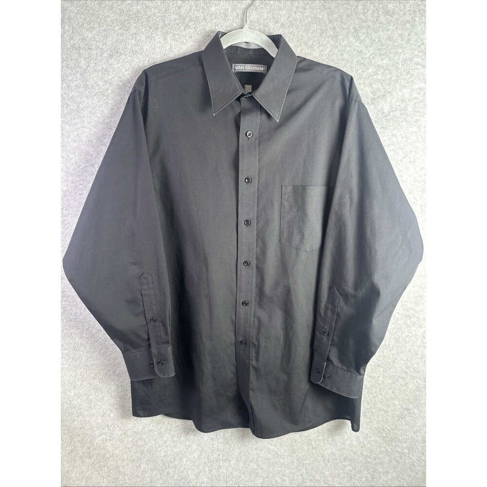 Van Heusen Wrinkle Free Black Dress Shirt Men’s Large 16 1/2 32-33